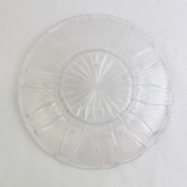 Unmarked Clear Glass Sunflower Serving Tray Platter 12"