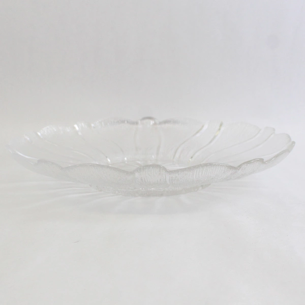 Unmarked Clear Glass Sunflower Serving Tray Platter 12"