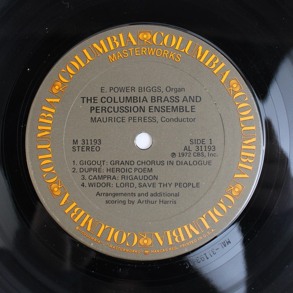 E. Power Biggs Music for Organ Brass Percussion 1972 Columbia Masterworks