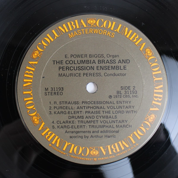 E. Power Biggs Music for Organ Brass Percussion 1972 Columbia Masterworks