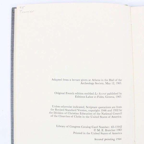 Secrets by Paul Tournier (1966, John Knox Press Hardcover) Ex Libris