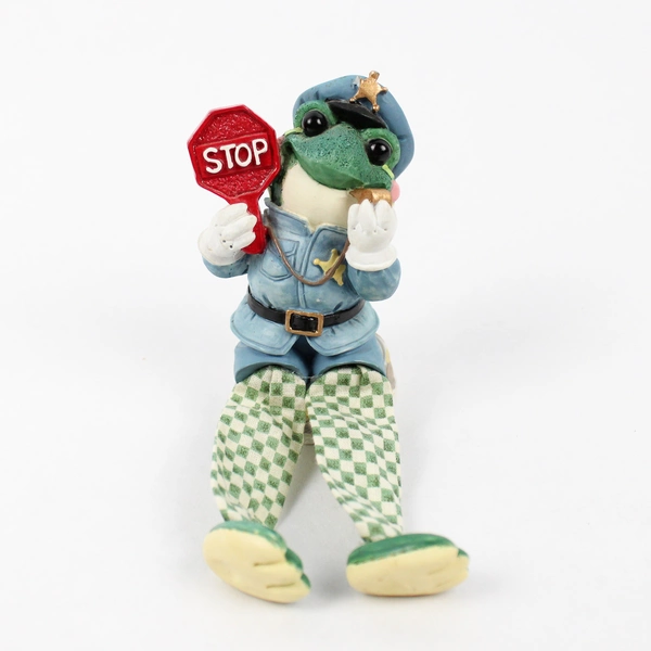 Vintage 1998 Enesco Shelf-Sitters Crossing Guard Frog Figurine