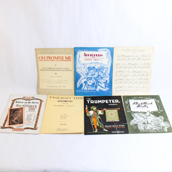 Set of 7 Antiquarian Contemporary Piano Music Sheets