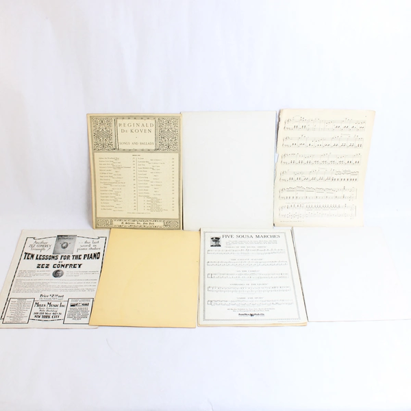 Set of 7 Antiquarian Contemporary Piano Music Sheets