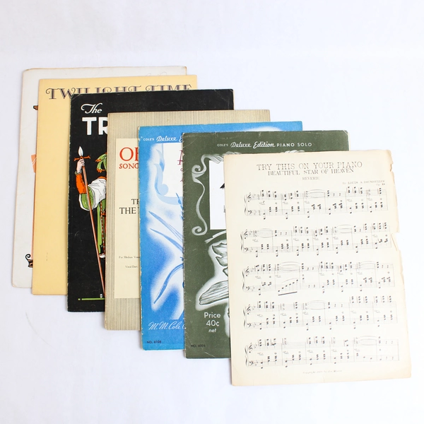 Set of 7 Antiquarian Contemporary Piano Music Sheets