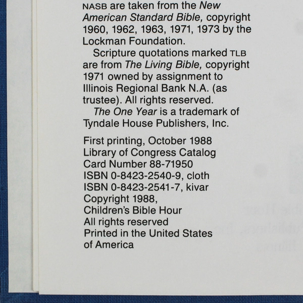 One Year Book of Family Devotions 1988 Hardcover Children's Bible Hour Ex Libris