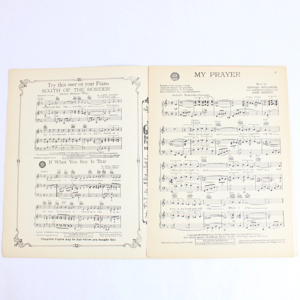 Vintage My Prayer Sheet Music By Georges Boulanger Jimmy Kennedy 1939