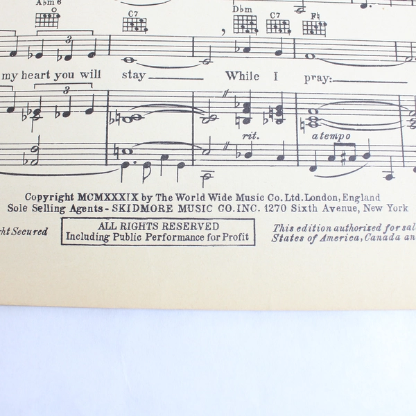 Vintage My Prayer Sheet Music By Georges Boulanger Jimmy Kennedy 1939