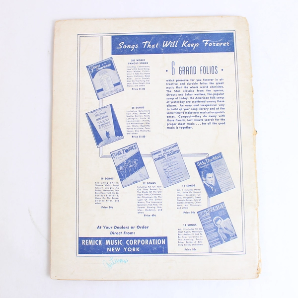 Vintage Songs Everyone Loves Music Book Paperback 1926