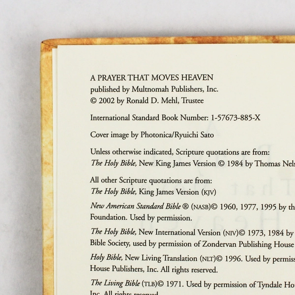 A Prayer That Moves Heaven by Ron Mehl 2002 Hardcover Ex-Library