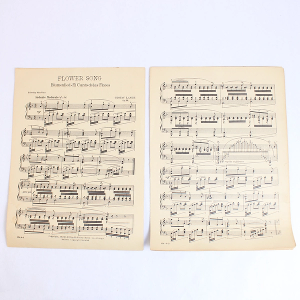 Antique Sheet Music Flower Song by Gustav Lange 1923 McKinley Publishers Inc.