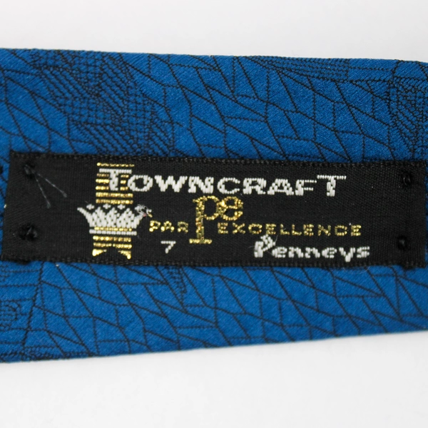 Vintage JCPenney Towncraft Blue Subtle Fox Design Necktie 56"