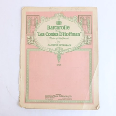 Antique Sheet Music Barcarolle From Les Contes D'Hoffman Jacques Hoffman 1908