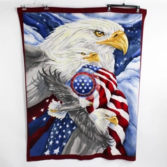 American Flag and Bald Eagles Fleece Throw Blanket 51" x 63"
