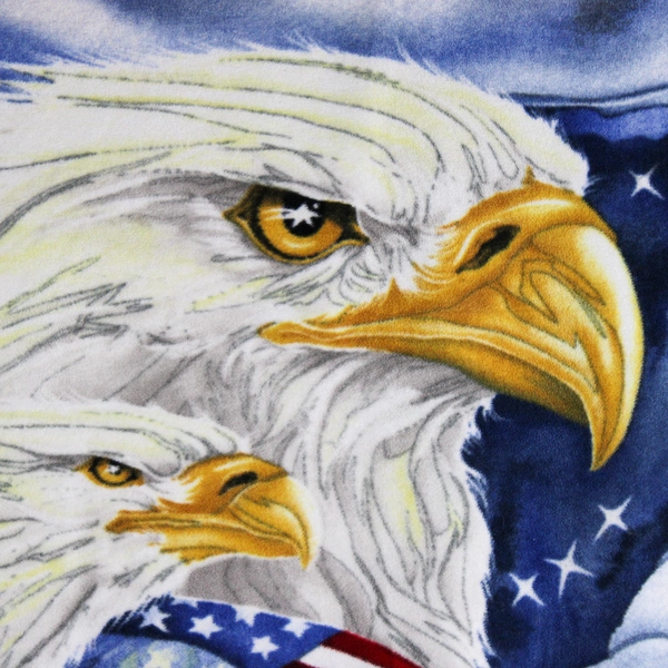 American Flag and Bald Eagles Fleece Throw Blanket 51" x 63"