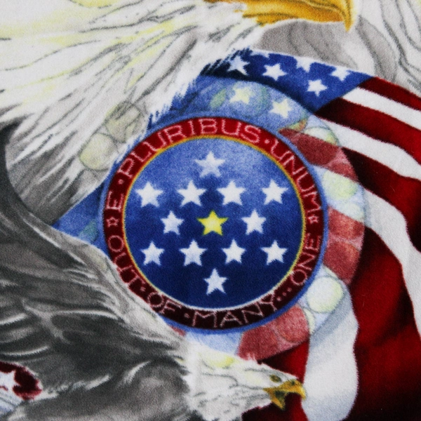 American Flag and Bald Eagles Fleece Throw Blanket 51" x 63"