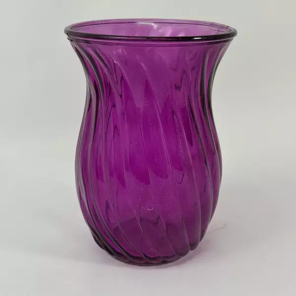 1-800 Flowers Purple Spiral Rib Vase 7.75 Inch
