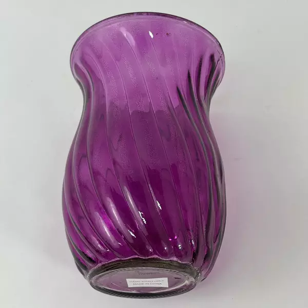 1-800 Flowers Purple Spiral Rib Vase 7.75 Inch