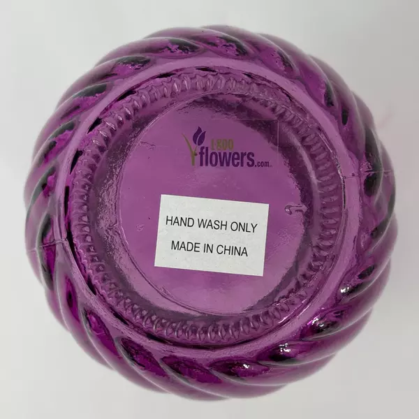 1-800 Flowers Purple Spiral Rib Vase 7.75 Inch