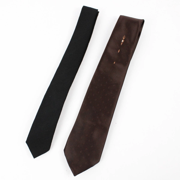 Lot of 2 Men's Skinny and Slim Neckties Black and Brown 55" & 57"