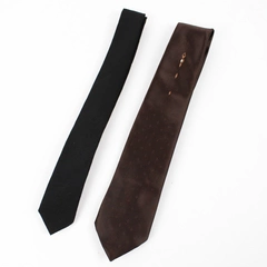 Lot of 2 Men's Skinny and Slim Neckties Black and Brown 55" & 57"