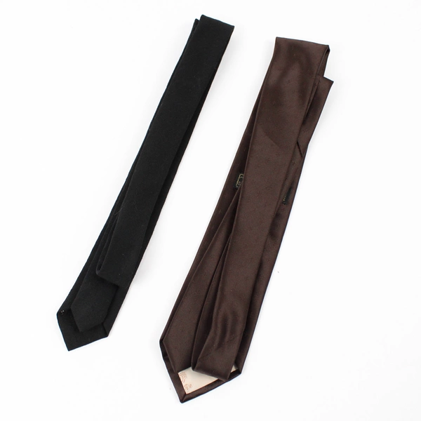 Lot of 2 Men's Skinny and Slim Neckties Black and Brown 55" & 57"
