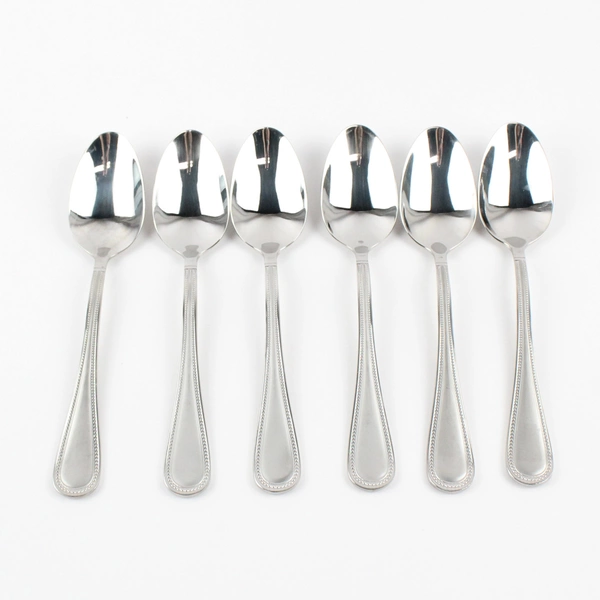 Set of 6 Towle Boston Bead Frost Stainless Steel 18/10 Soup Spoons