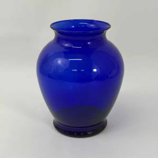 Vintage Cobalt Blue Hand Blown Glass Vase 7.5 Inch