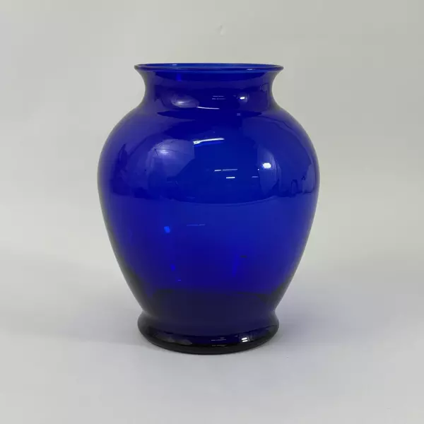Vintage Cobalt Blue Hand Blown Glass Vase 7.5 Inch