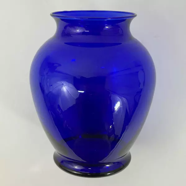 Vintage Cobalt Blue Hand Blown Glass Vase 7.5 Inch