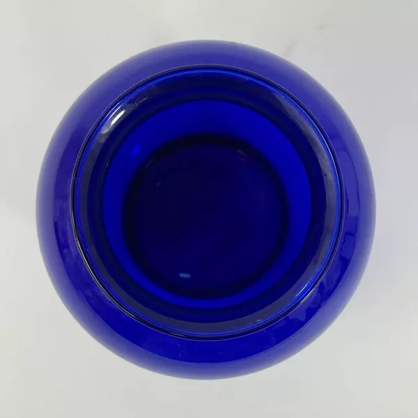 Vintage Cobalt Blue Hand Blown Glass Vase 7.5 Inch