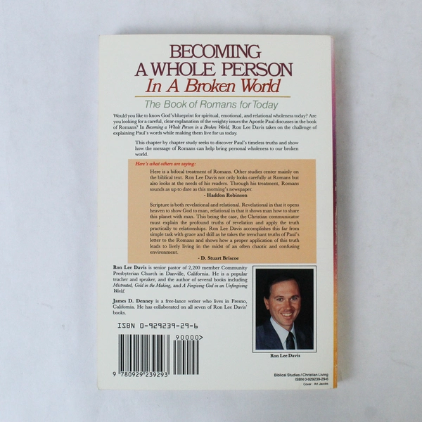 Becoming A Whole Person In A Broken World by Ron Lee Davis 1990 Paperback