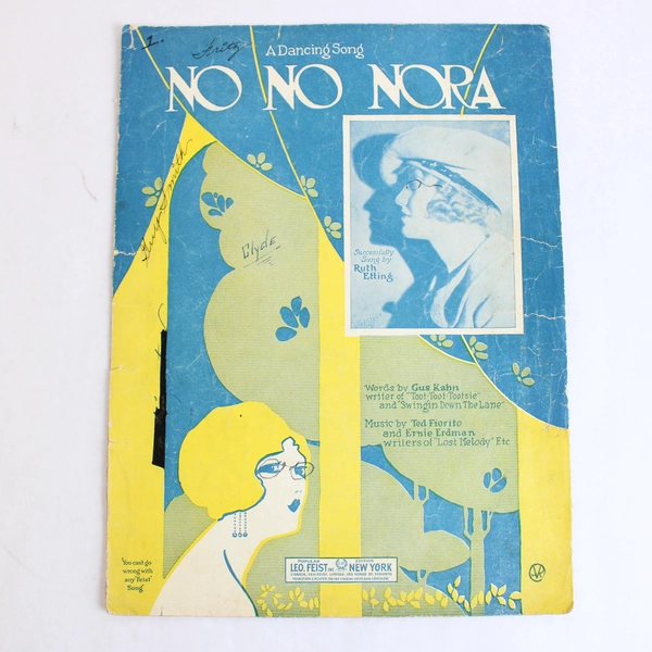 Antique 1923 No No Nora A Dancing Song Music Sheet by Kahn Fiorito & Erdman