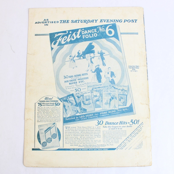 Antique 1923 No No Nora A Dancing Song Music Sheet by Kahn Fiorito & Erdman