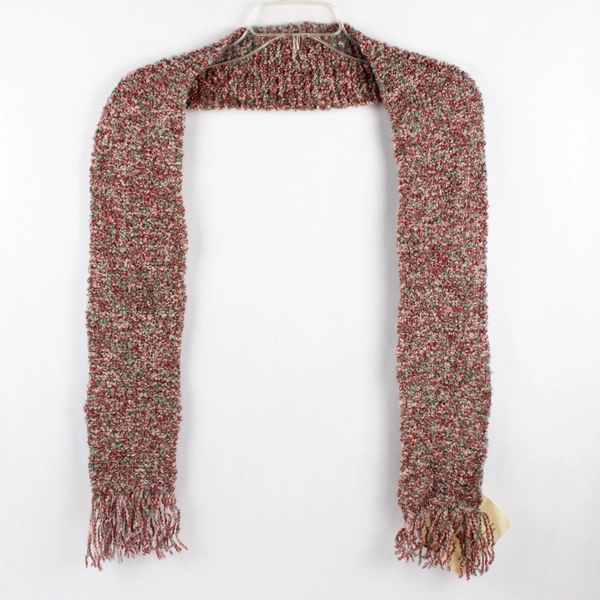 Handmade Village Moon Pink and Green Women's Scarf with Fringe 65"