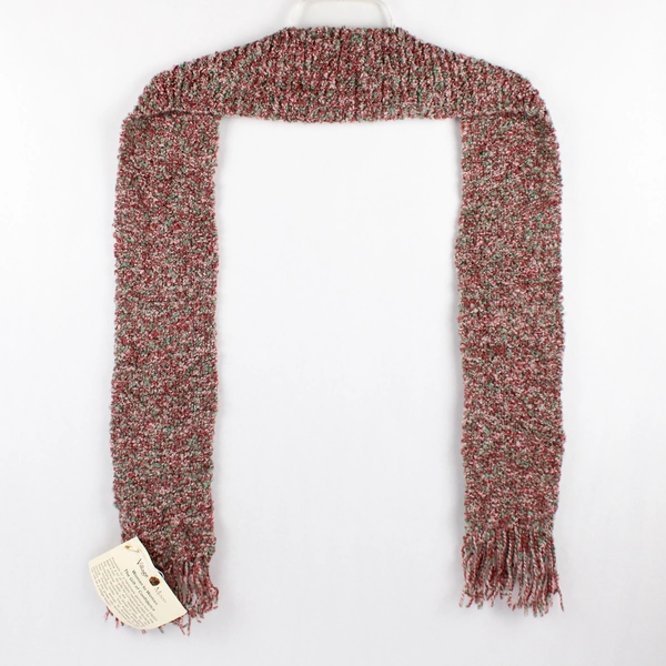 Handmade Village Moon Pink and Green Women's Scarf with Fringe 65"