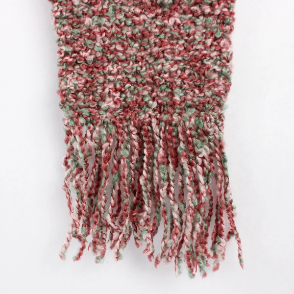 Handmade Village Moon Pink and Green Women's Scarf with Fringe 65"