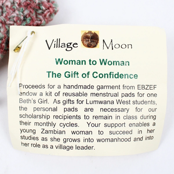 Handmade Village Moon Pink and Green Women's Scarf with Fringe 65"