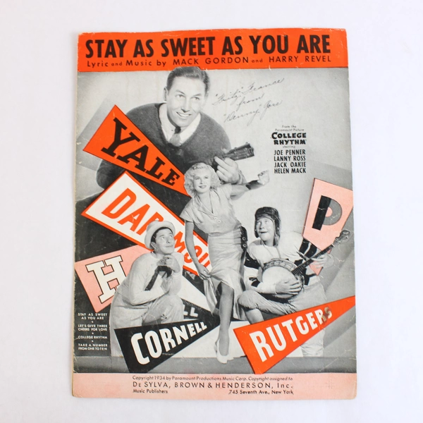 Vintage 1934 Sheet Music Stay As Sweet As You Are by Mack Gordon Harry Revel
