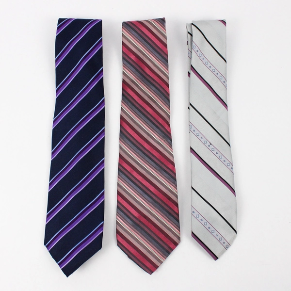 Lot of 3 Multicolor Striped Men's Neckties Various Brands