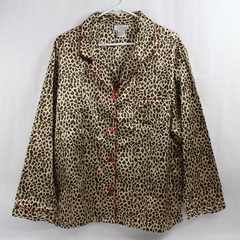 Kathryn Leopard Print Long-Sleeved Button Front Pajama Shirt Women's Size 1X
