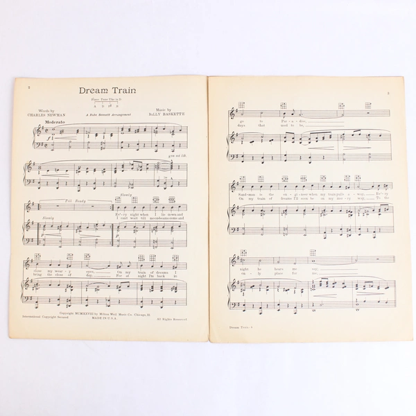Vintage Sheet Music Dream Train by Charles Newman Billy Baskette 1928