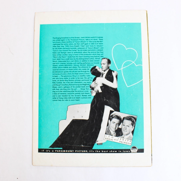 With Every Breath I Take Sheet Music 1934 Starring Bing Crosby Kitty Carlisle