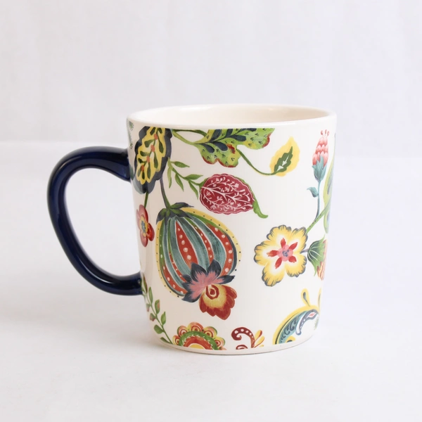 Bico Multicolor Abstract Floral Pattern Large Ceramic Coffee Mug Microwaveable