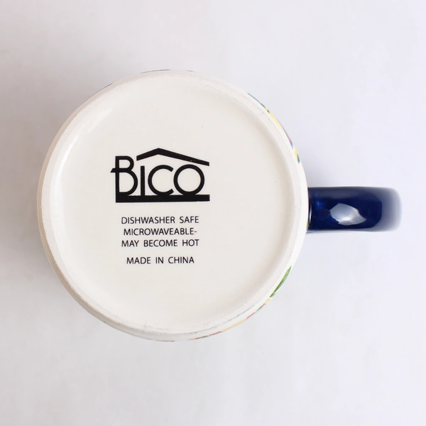 Bico Multicolor Abstract Floral Pattern Large Ceramic Coffee Mug Microwaveable