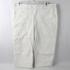 Gloria Vanderbilt Capri Cuffed Pants Jeans White Women's Size 10 Cargo Pockets