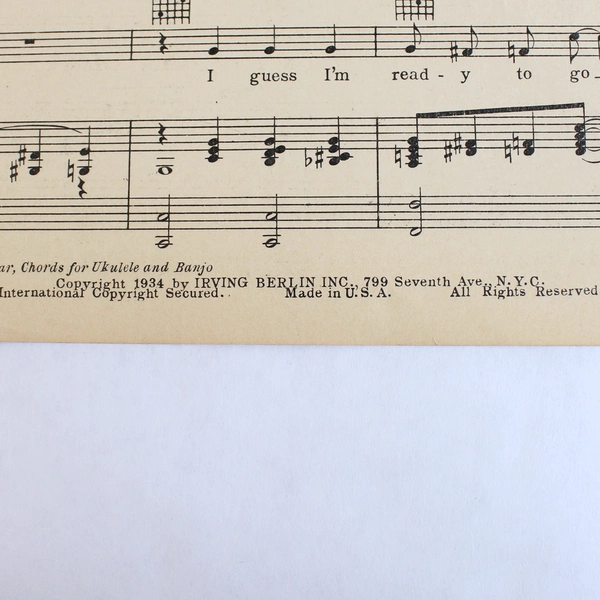 Irving Berlin's I Never Had A Chance Irving Berlin Inc Vintage Music Sheet