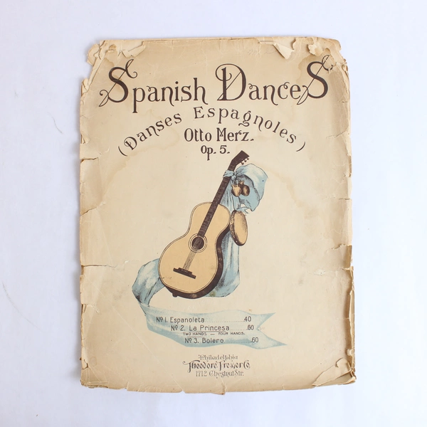 Antique 1899 Spanish Dances Otto Merz. Op 5. Music Sheet