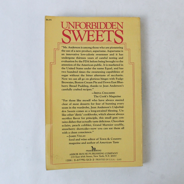 Unforbidden Sweets by Jean Anderson 1982 Paperback - Classic Dessert Recipes