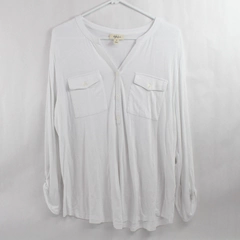 Style & Co. Solid White Half-Button Shirt Women's Size 1X